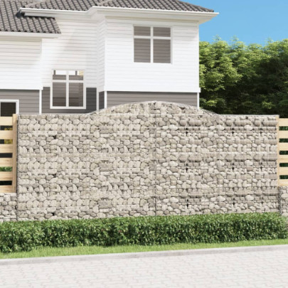 Coșuri gabion arcuite 8 buc - 400x30x180/200 cm - fier galvanizat