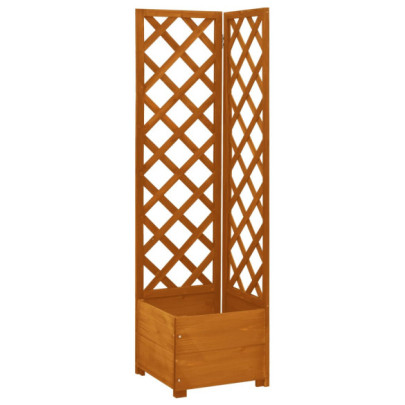 Jardinieră de colț cu spalier portocaliu 40x40x150 cm lemn brad