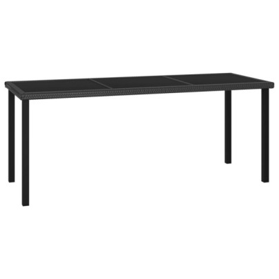 Masă de grădină - negru - 180 x 70 x 73 cm - poliratan