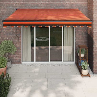 Copertină retractabilă portocaliu/maro 3x2,5 m - textil/aluminiu