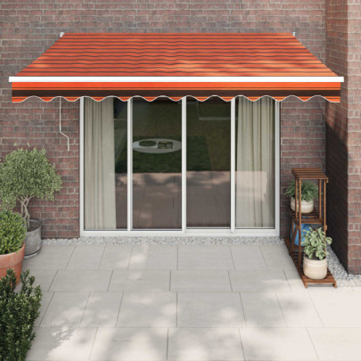 Copertină retractabilă automată - portocaliu și maro - 3x2,5 m