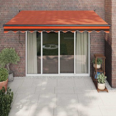 Copertină retractabilă automată - portocaliu și maro - 3x2,5 m