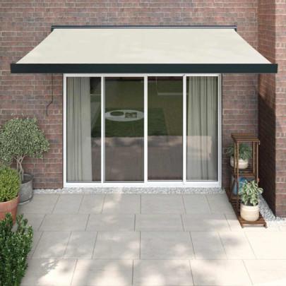 Copertină retractabilă - crem - 3,5x2,5 m - textil și aluminiu