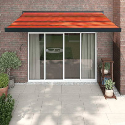 Copertină retractabilă portocaliu/maro 3x2,5 m - textil/aluminiu