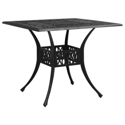 Masă de grădină - negru - 90x90x73 cm - aluminiu turnat
