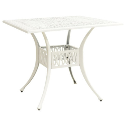 Masă de grădină - alb - 90x90x73 cm - aluminiu turnat