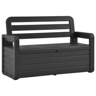 Bancă de grădină cu depozitare - antracit - 132,5 cm - plastic