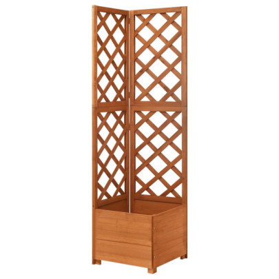 Jardinieră colț cu spalier - 40x40x150 cm - lemn masiv brad