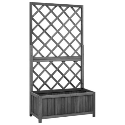 Jardinieră colț cu spalier - negru - 70x30x135 cm,lemn masiv brad