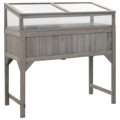 Strat înălțat cu seră - 110x54x120 cm - lemn masiv de brad