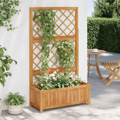 Strat înălțat cu spalier - 85x38x150 cm - lemn masiv de acacia