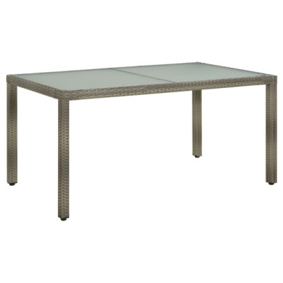 Masă de grădină - gri - 150x90x75 cm - sticlă securizată/poliratan