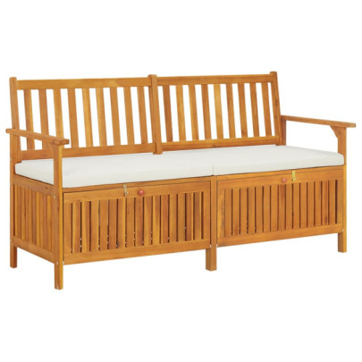 Bancă de depozitare cu pernă - 148 cm - lemn masiv de acacia