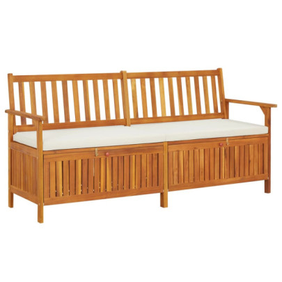 Bancă de depozitare cu pernă - 170 cm - lemn masiv de acacia