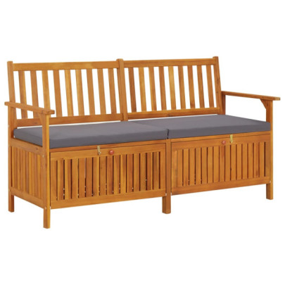Bancă de depozitare cu pernă - 148 cm - lemn masiv de acacia