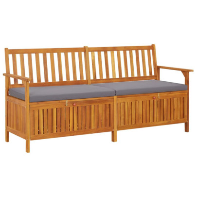 Bancă de depozitare cu pernă - 170 cm - lemn masiv de acacia