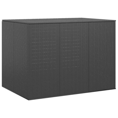 Ladă de perne pentru grădină - negru - 145x100x103 cm - PE ratan