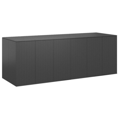 Ladă grădină pentru perne - negru - 291x100,5x104 cm - ratan PE