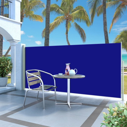 Copertină laterală retractabilă de terasă - albastru - 140x300 cm