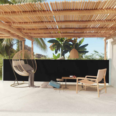 Copertină laterală retractabilă de terasă - negru - 117x600 cm