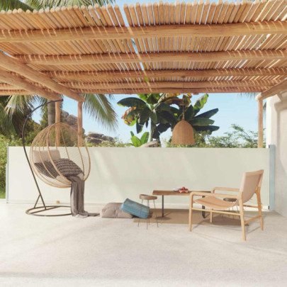 Copertină laterală retractabilă de terasă - crem - 117x600 cm