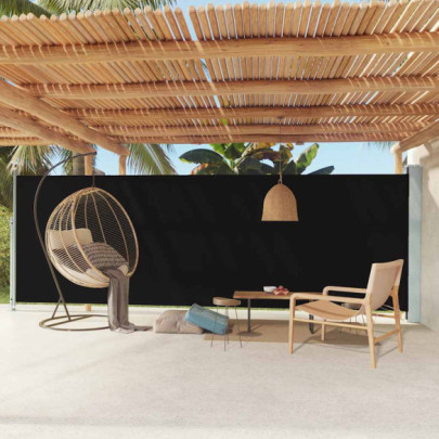 Copertină laterală retractabilă de terasă - negru - 180x600 cm
