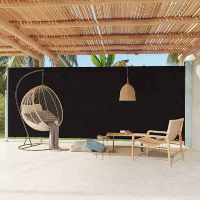 Copertină laterală retractabilă de terasă - negru - 220x600 cm