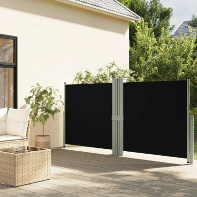 Copertina laterală retractabilă - negru - 140x1200 cm