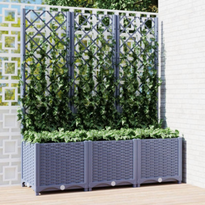 Jardinieră de grădină cu spalier,albastru gri - 120x40x136 cm - PP