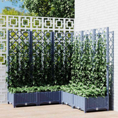 Jardinieră de grădină cu spalier,albastru gri,120x120x121,5cm - PP