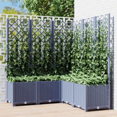 Jardinieră de grădină cu spalier,albastru gri - 120x120x136 cm - PP