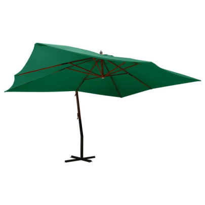 Umbrelă în consolă de grădină - stâlp lemn - verde - 400x300 cm