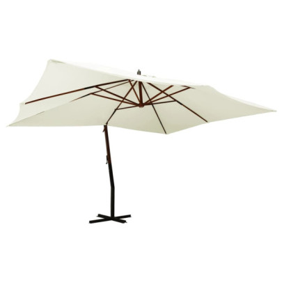 Umbrelă consolă de grădină stâlp din lemn - nisipiu - 400x300 cm