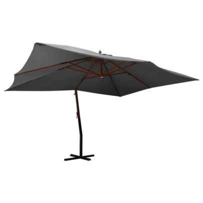 Umbrelă în consolă cu stâlp din lemn - antracit - 400 x 300 cm