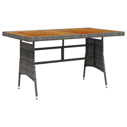 Masă grădină - gri - 130x70x72 cm - poliratan și lemn masiv acacia