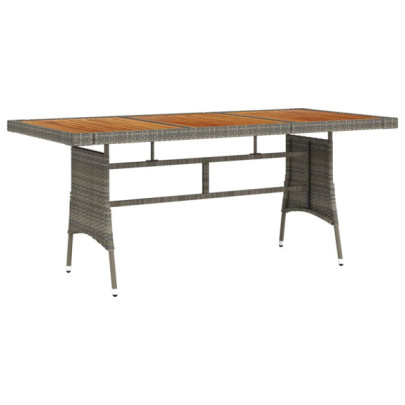 Masă de grădină - gri - 160x70x72 cm - poliratan/lemn masiv acacia