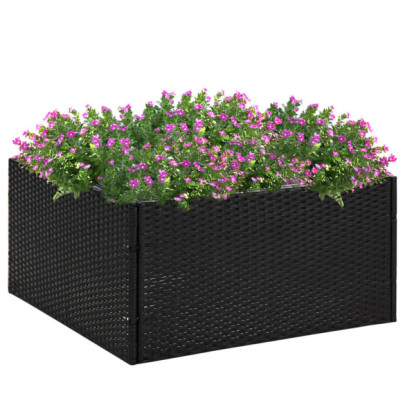 Jardinieră de grădină - 80x80x40 cm - negru - poliratan