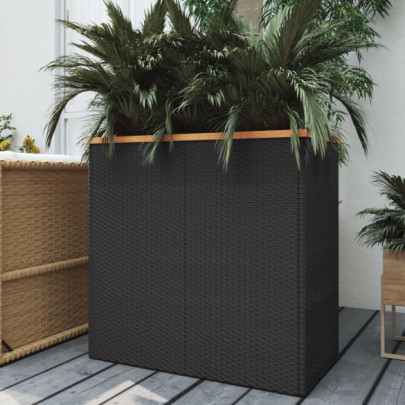 Jardinieră - negru - 80x40x80 cm - poliratan