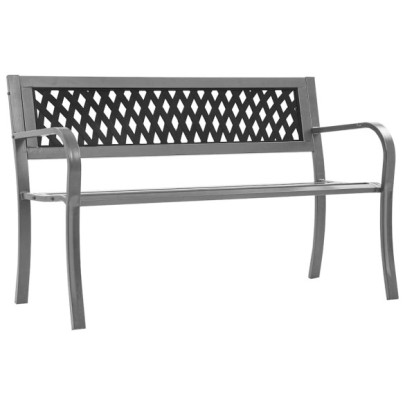 Bancă de grădină din oțel - negru - 120 cm