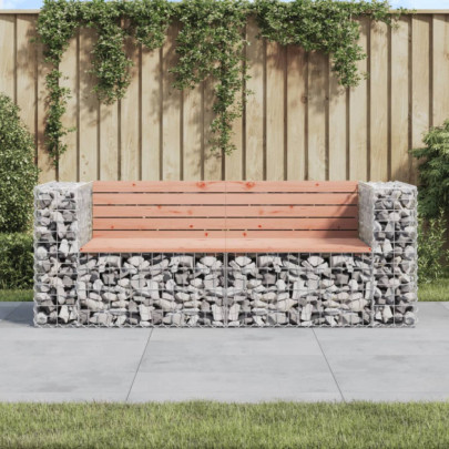 Bancă de grădină cu gabion - 184x71x65,5 cm - lemn masiv Douglas