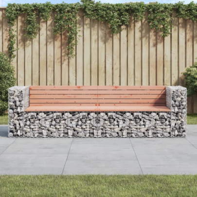 Bancă de grădină cu gabion - 244x71x65,5 cm - lemn masiv Douglas