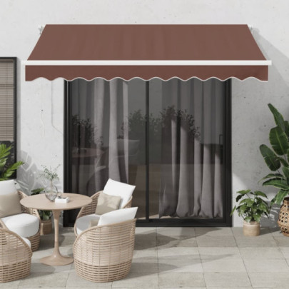 Copertină retractabilă manual cu LED - maro - 300x250 cm