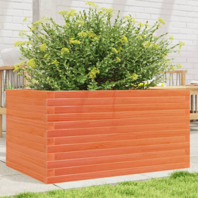 Jardinieră de grădină - maro ceruit - 90x60x46 cm - lemn masiv pin