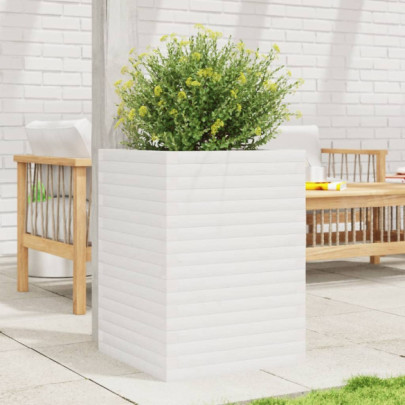 Jardinieră de grădină - alb - 50x50x68,5 cm - lemn masiv de pin