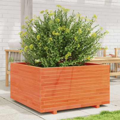 Jardinieră grădină - maro ceruit - 90x90x49,5 cm - lemn masiv pin