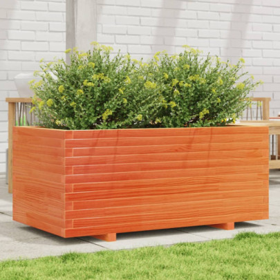 Jardinieră grădină - maro ceruit - 110x60x49,5 cm - lemn masiv pin
