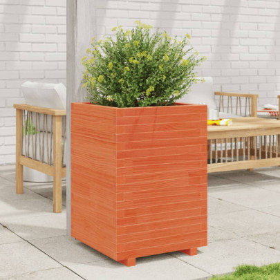 Jardinieră de grădină - maro ceruit 50x50x72,5 cm lemn masiv pin