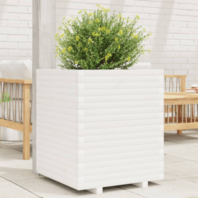 Jardinieră de grădină - alb - 60x60x72 cm - lemn masiv de pin