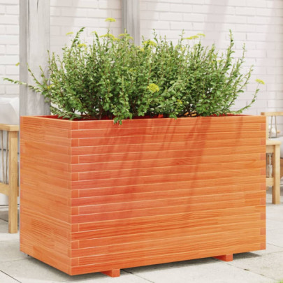 Jardinieră de grădină - maro ceruit - 110x60x72cm - lemn masiv pin