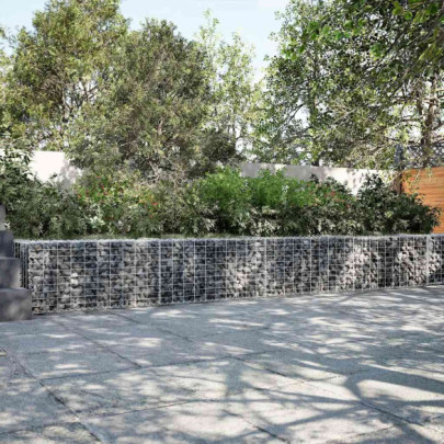 Coș gabion cu capac - argintiu - 700x50x50 cm - fier galvanizat
